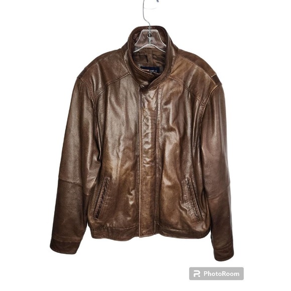 Cremieux Lambskin Jacket Mens XL Brown Bomber Flight Zip Bib Double… - Picture 2 of 16